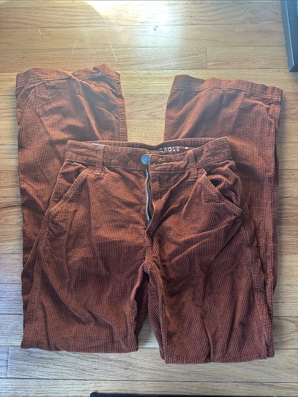 American Eagle Outfitters Women's Rust Corduroy Wide Leg Jeans